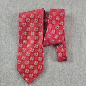 Ermenegildo Zegna Ties Men Red Floral Medallion Silk Designer Party Events Italy